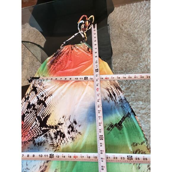 Good Time Long Maxi Dress Women's L Multicolor Halter Neck Sleeveless Pullover - Picture 5 of 11